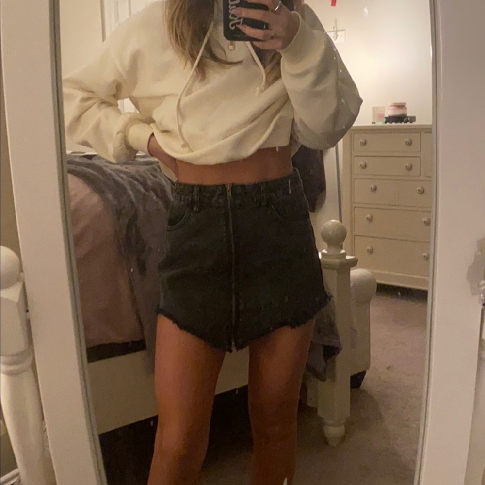 forever 21 black denim skirt